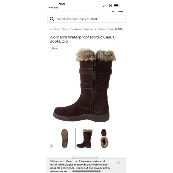 L.L. Bean Brown Waterproof Nordic Zip Boots Size 6.5 Medium - Picture 3 of 8